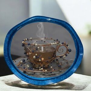 NORE’S NOVELTIES Set of 2 Handcrafted Ashtray-styled Coasters “TEACUPS BRONZE”